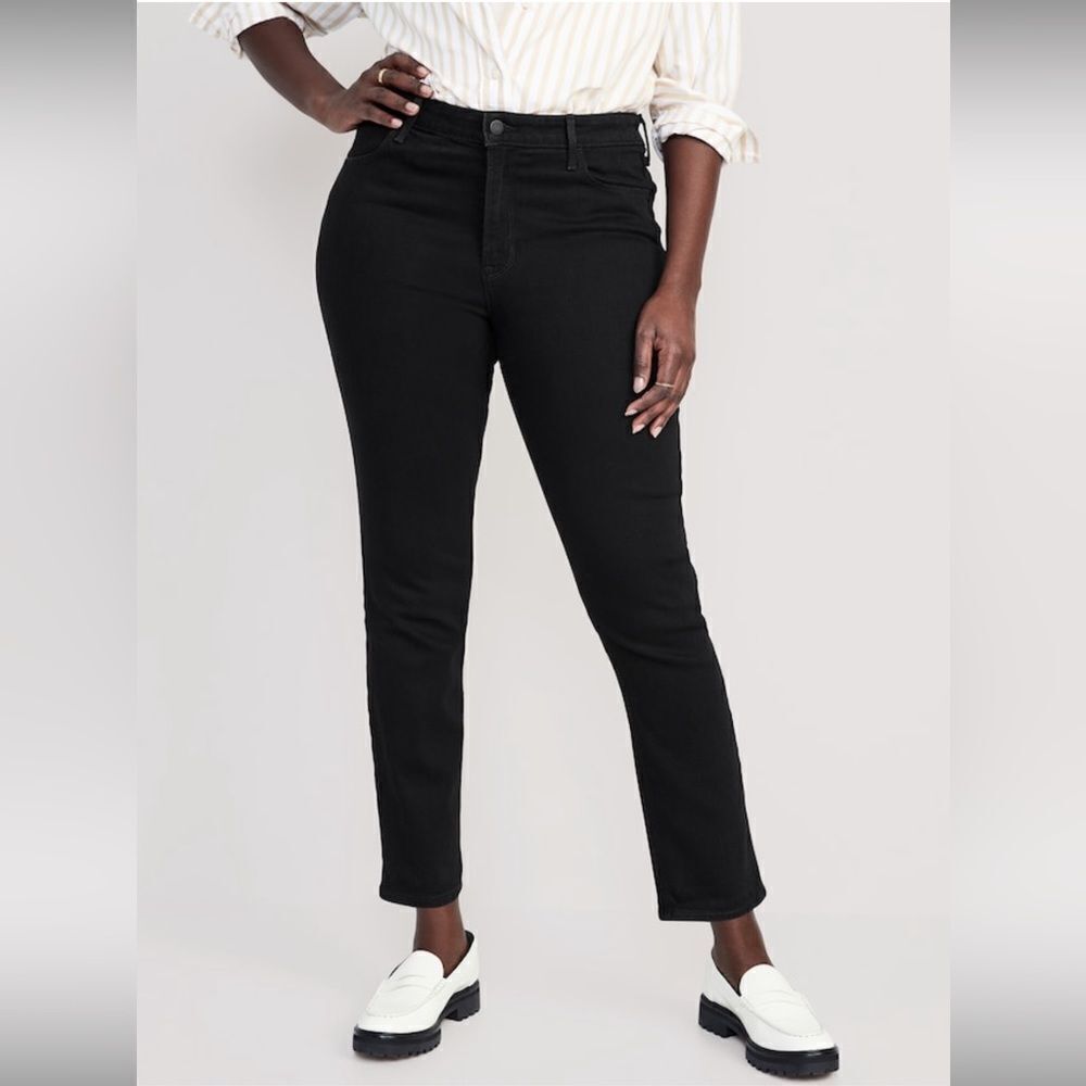 NWT black power slim straight high rise